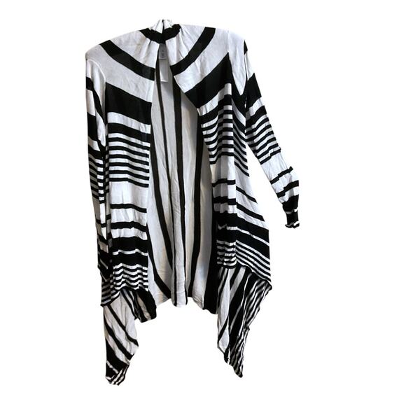 White House Black Market Open Front Waterfall Cardigan Sweater Striped Size M - Picture 1 of 6